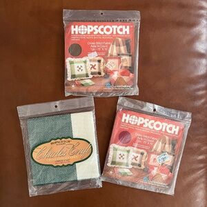 LOT OF 3 Hopscotch Charles Craft Aida 14 Count Cross Stitch Fabric 15"x15" Plaid
